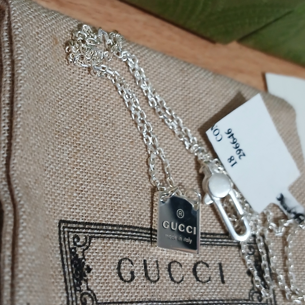 New gucci necklace Authentic box bag Trademark Signature Made In italy - Picture 5 of 10